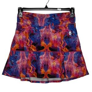Dona Jo Fitwear Tennis Skort Fire Blue Pink Orange Size 2 = large
